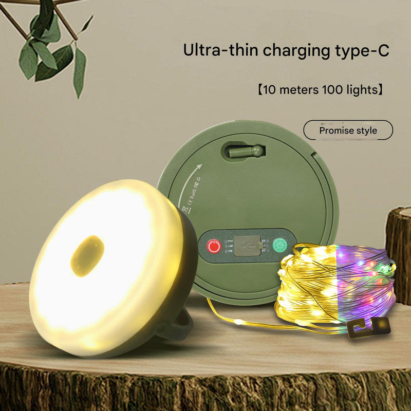 Ultra-Thin Rechargeable LED Camping Light with String