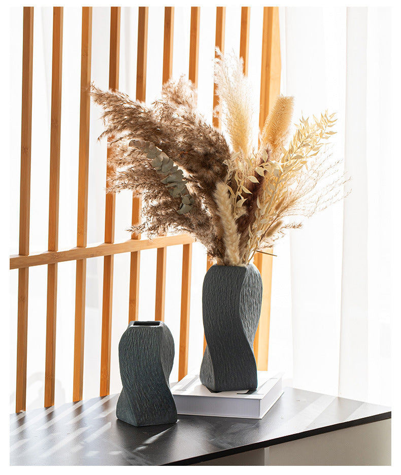 Narni Scalo twisted ceramic vase with a spiralling matte form