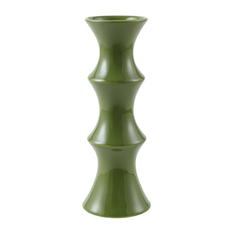 Glossy green ceramic bamboo style vase
