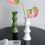 Gualdo Bamboo Ceramic Vase, Glossy Green
