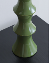 Gualdo Bamboo Ceramic Vase, Glossy Green