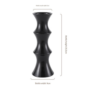 Glossy black ceramic bamboo style vase