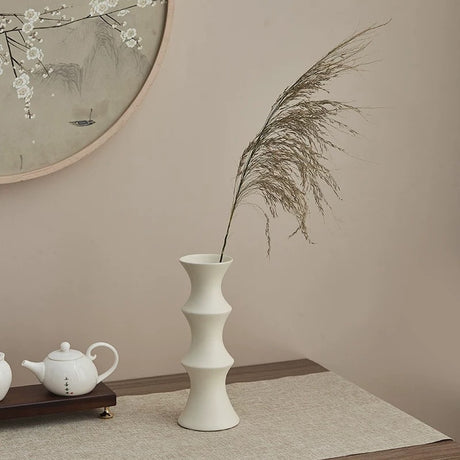 Matte white ceramic bamboo style vase