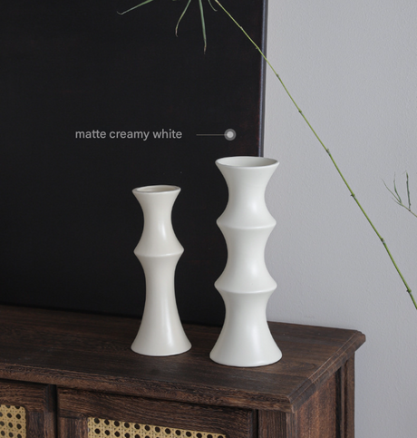 Matte white ceramic bamboo style vase
