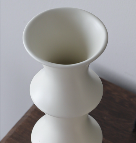 Matte white ceramic bamboo style vase