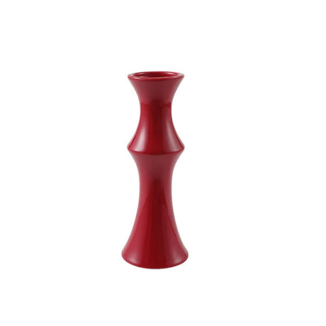 Red ceramic bamboo style vase
