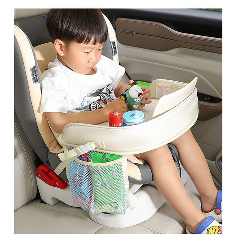 Car seat travel tray used for snacks and play