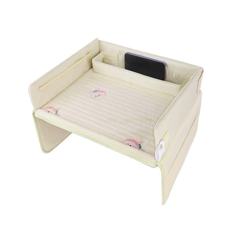Kids car seat travel tray and lap desk in beige bunny design