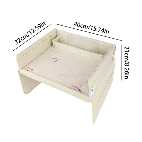 Kids car seat travel tray and lap desk in beige bunny design