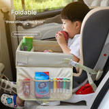 Kids car seat travel tray and lap desk in beige bunny design