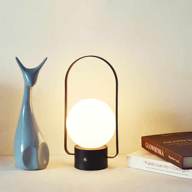 Black Portable Rechargeable LED Lantern Lamp - Touch Control 3-Color Dimmable Desk Light