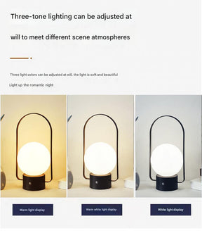 Lyra portable rechargeable LED lantern lamp in silver