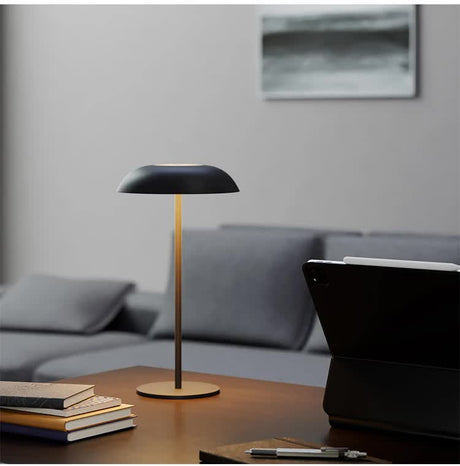 White Minimalist Rechargeable LED Touch Table Lamp - 3-Color Stepless Dimming Metal Desk Light