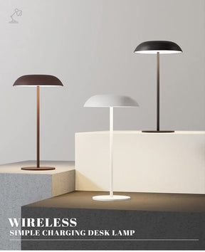 Brown Minimalist Rechargeable LED Touch Table Lamp - 3-Color Stepless Dimming Metal Desk Light