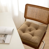 Thick Tufted Seat Cushion Chair Pad with Ties — Cotton Linen Blend — Allure Home Collections