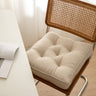 Thick Tufted Seat Cushion Chair Pad with Ties — Cotton Linen Blend — Allure Home Collections