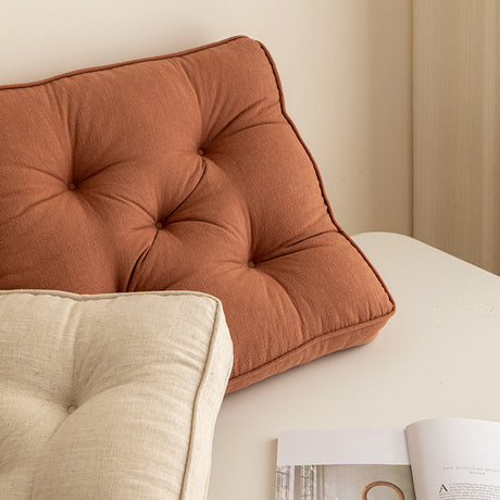 Thick Tufted Seat Cushion Chair Pad with Ties — Cotton Linen Blend — Allure Home Collections