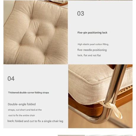 Thick Tufted Seat Cushion Chair Pad with Ties — Cotton Linen Blend — Allure Home Collections