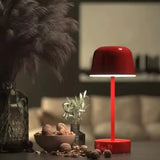 Red Modern Minimalist LED Table Lamp - Rechargeable Touch Control Desk Light