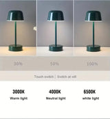 Red Modern Minimalist LED Table Lamp - Rechargeable Touch Control Desk Light