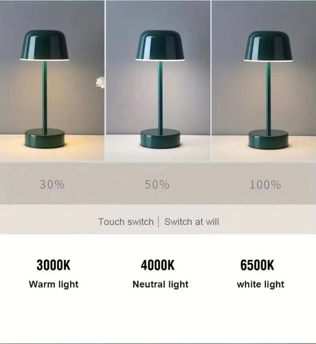 Red Modern Minimalist LED Table Lamp - Rechargeable Touch Control Desk Light