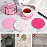 Khaki Absorbent Woven Cotton Coasters - Set of 8 with Metal Holder - Heat Resistant Drink Mats for Table Protection