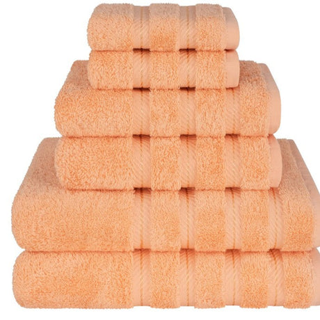 Orange combed cotton towel bale of 6 with bath, hand and face towels