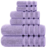 Purple combed cotton towel bale of 6 with bath, hand and face towels