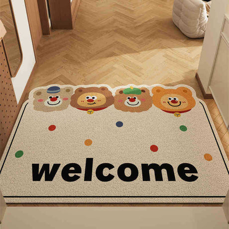 Cartoon coil door mat set of 2 with healing bear design, 50x80cm