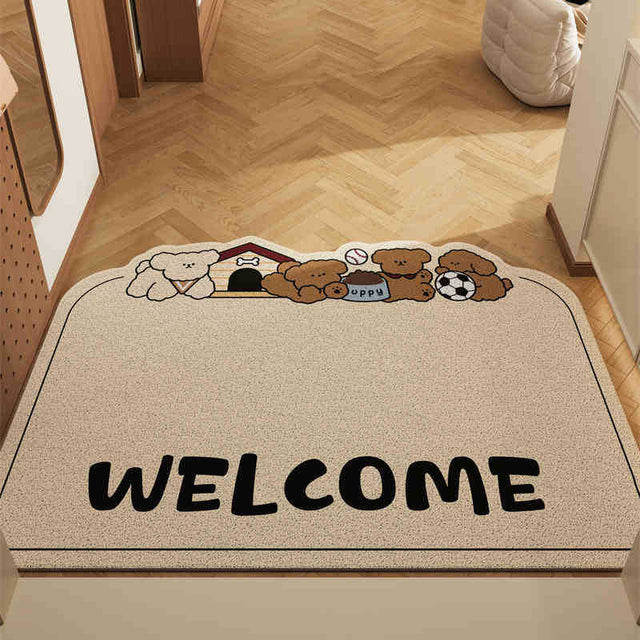 Cartoon coil door mat set of 2 with light curry dog design, 50x80cm