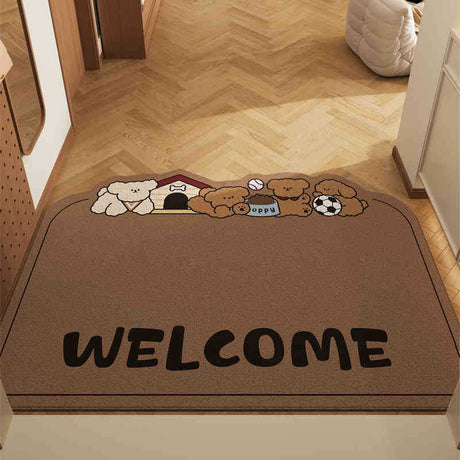 Cartoon coil door mat set of 2 with dark curry dog design, 50x80cm