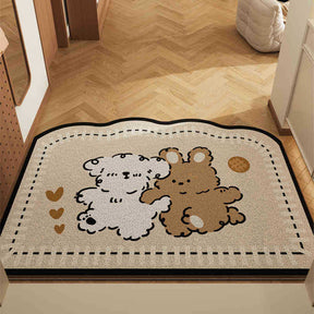 Cartoon coil door mat set of 2 with paradise partners design, 50x80cm