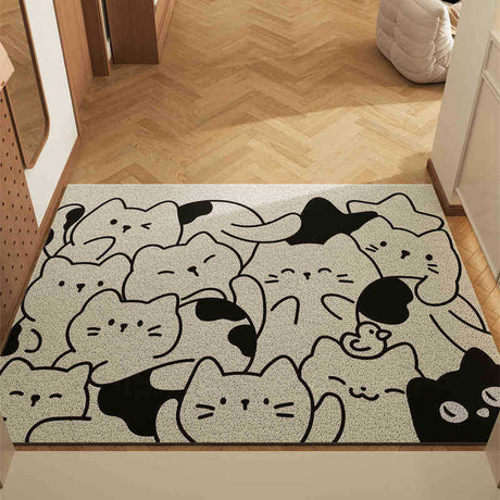 Cartoon coil door mat set of 2 with stacking cats design, 50x80cm