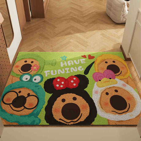 Cartoon coil door mat set of 2 with dog party design, 50x80cm