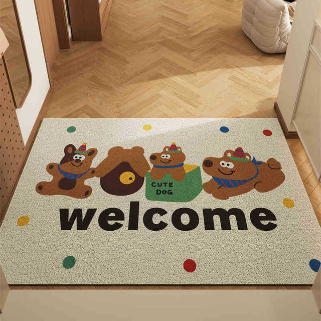 Cartoon coil door mat set of 2 with puppy design, 50x80cm