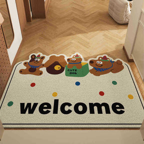 Cartoon coil door mat set of 2 with puppy and alien design, 50x80cm