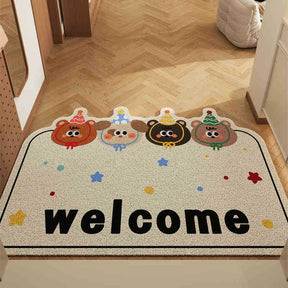 Cartoon coil door mat set of 2 with puppy and bear design, 50x80cm