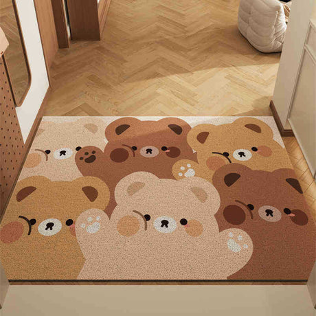Cartoon coil door mat set of 2 with bear design, 50x80cm