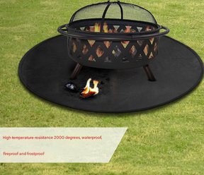 Round black fireproof fire pit mat, 61cm
