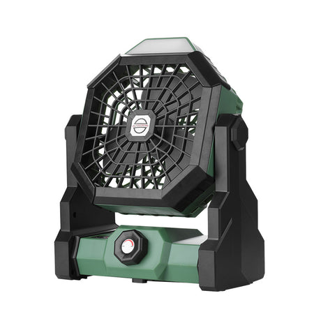 Portable USB Camping Fan with LED Light, black and green