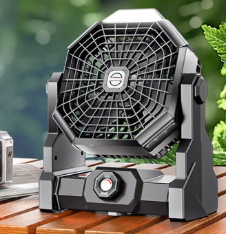 Portable USB Camping Fan with LED Light, black