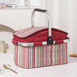 Tremolat 27L foldable insulated picnic basket in red stripes with aluminium handles
