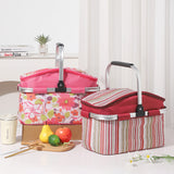 Tremolat Insulated Picnic Basket, 27L Foldable, Red Striped