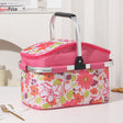 Tremolat 27L foldable insulated picnic basket in pink floral with aluminium handles
