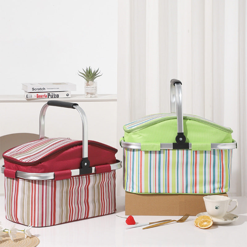 Tremolat Insulated Picnic Basket, 27L Foldable, Pink Floral