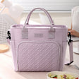Cadouin triple layer insulated lunch tote in purple Oxford fabric with shoulder strap
