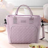 Cadouin triple layer insulated lunch tote in purple Oxford fabric with shoulder strap