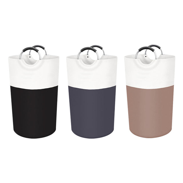 Grey and White Large 90L Freestanding Laundry Hamper - Collapsible Clothes Basket with Aluminum Soft-Grip Handles