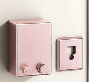 Warwick pink retractable stainless steel clothesline extended in a laundry