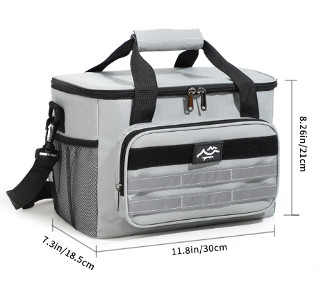 Limeuil large insulated cooler bag in grey with detachable shoulder strap and ice pack